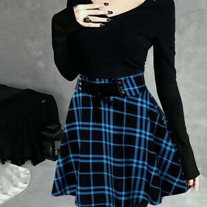 MIXUE High Waisted Tartan Plaid Mini Skirt